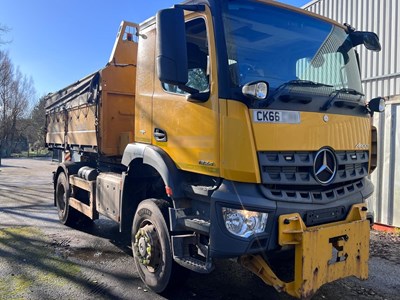 Lot 5 - 2016 (66 Plate) Mercedes Arocs 1824 Econ Tipper with Gritter Body and Plough Attachment Euro 6