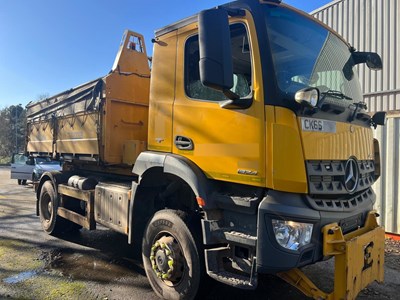 Lot 5 - 2016 (66 Plate) Mercedes Arocs 1824 Econ Tipper with Gritter Body and Plough Attachment Euro 6