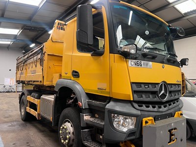 Lot 6 - 2016 (66 Plate) Mercedes Arocs 1824 Econ Tipper with Gritter Body and Plough Attachment Euro 6