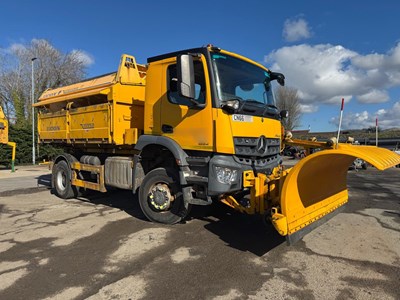 Lot 1 - 2016 (66 Plate) Mercedes Arocs 1824 Econ Tipper with Gritter Body and Plough Attachment Euro 6