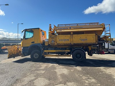 Lot 1 - 2016 (66 Plate) Mercedes Arocs 1824 Econ Tipper with Gritter Body and Plough Attachment Euro 6